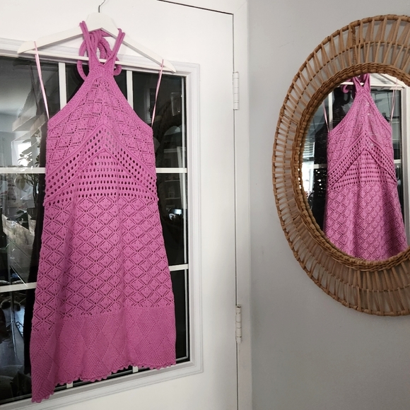 NWOT - Blush Boutique / Halter Crochet Knit Dress - Size Medium (M) - Picture 4 of 6